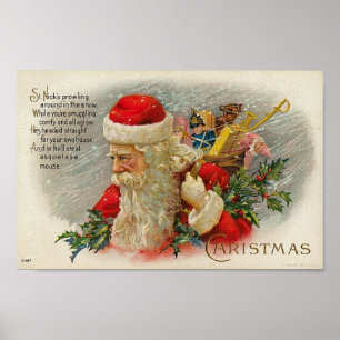 Vintage Sants Kerstmis St. Nick Card Poster