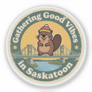 Vintage Saskatoon SK Goede Vibes Cadeau Sticker