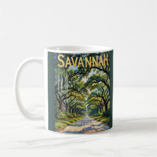 Vintage Savannah Van Gogh stijl eikenlaan bomen Koffiemok