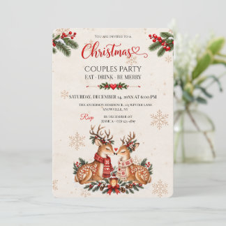 Vintage Scandinavische Kerstherten Koppel Feest Kaart