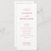 Vintage Scarlet Château Wedding Programma (Voorkant / Achterkant)