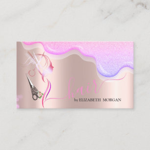 Vintage schaar glittersprikkels haar roze goud visitekaartje