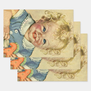 Vintage Schattig Blond Scandinavisch Kind met Krul Inpakpapier Vel