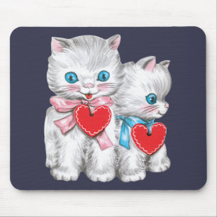 Vintage Schattige Valentijnsdag Katten, Retro Kitt Muismat