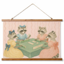 Vintage Schattige Wasberen die Mahjong spelen
