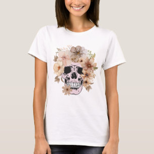 Vintage Schedel & Bloemen Dames T-Shirt