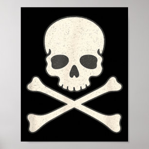Vintage schedel en gekruiste botten piraat hallowe poster