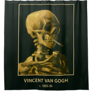 Vintage Schedel Roken – Unieke Van Gogh geïnspiree Douchegordijn