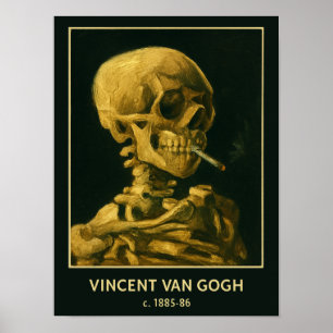 Vintage Schedel Roken – Unieke Van Gogh geïnspiree Poster