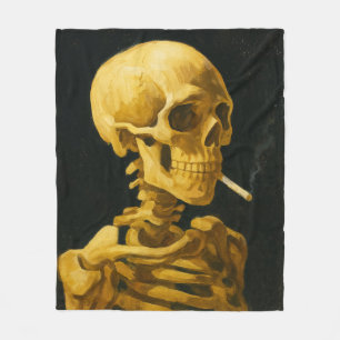 Vintage Schedel Roken – Unieke Van Gogh Inspiratie Fleece Deken