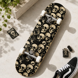 Vintage Schedel & Skelet Patroon Gotisch Skateboard