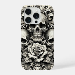 Vintage Schedels en Rozen iPhone 15 Pro Hoesje
