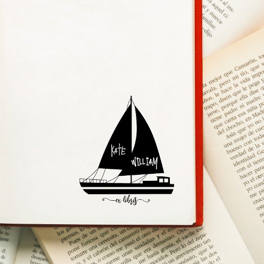 Vintage scheeps ex libris stempel