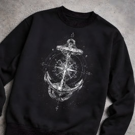 Vintage scheepsanker kompasroos maritiem trui