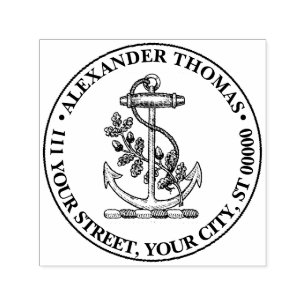 Vintage scheepsanker preppy adres zelfinktende stempel