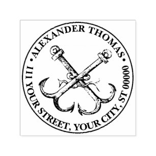 Vintage scheepsanker Preppy naam adres Zelfinktende Stempel