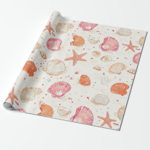 Vintage schelp koraal roze terracotta ivoor cadeaupapier
