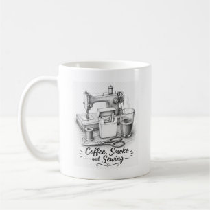 Vintage schets koffiemok cadeau voor naaister