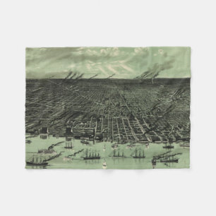 Vintage SchilderKaart van Detroit Michigan (1889) Fleece Deken