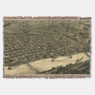 Vintage SchilderKaart van Little Rock (1887) Deken