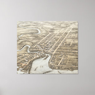 Vintage SchilderKaart van NY Plattsburgh (1877) Canvas Afdruk