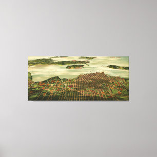 Vintage SchilderKaart van Sandusky Ohio (1898) Canvas Afdruk