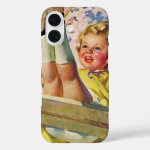 Vintage Schommel, Meisje dat in een Boom Speelt iPhone 16 Hoesje