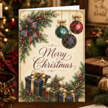 Vintage Schotse ruit cadeaus & kerstversiering