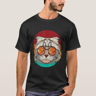 Vintage Schotse Vouw Gezicht Kat Retro Kitten Tach T-shirt