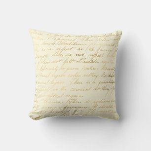 Vintage schrift gedistresseerde boter crème goud e kussen