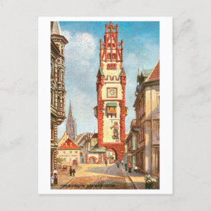 Vintage Schwabentor in Freiburg, Duitsland Briefkaart