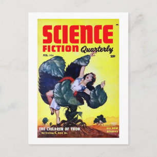 Vintage Science Fiction Man Eating Planten Briefkaart