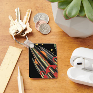 Vintage Science Fiction Rocket Ship by Space Stars Sleutelhanger