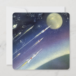 Vintage Sciencefiction-raketten in de ruimte per p