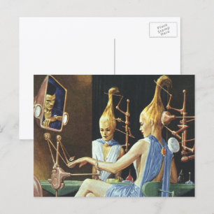 Vintage Sciencefiction Schoonheidssalon Spa Manicu Briefkaart