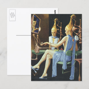 Vintage Sciencefiction Schoonheidssalon Spa Manicu Briefkaart