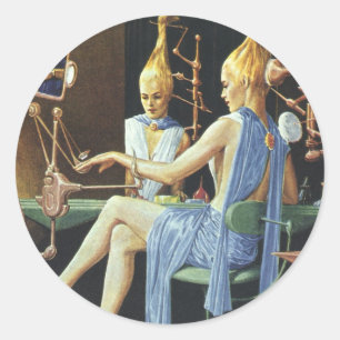 Vintage Sciencefiction Schoonheidssalon Spa Manicu Ronde Sticker
