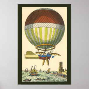 Vintage Sciencefiction Steampunk-hetenballon Poster