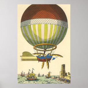 Vintage Sciencefiction Steampunk-hetenballon Poster
