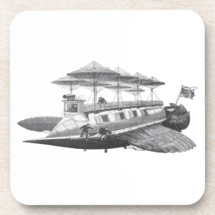 Vintage Sciencefiction Steampunk Luchtschip Eclips Bier Onderzetter
