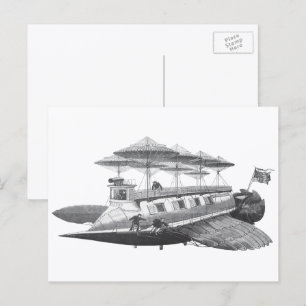 Vintage Sciencefiction Steampunk Luchtvaartuig Ecl Briefkaart