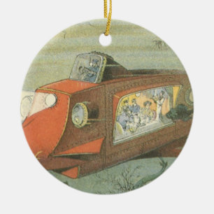 Vintage Sciencefiction Steampunk-onderzeeër in zee Keramisch Ornament