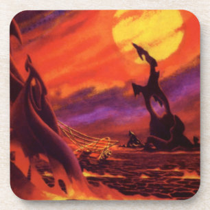 Vintage Sciencefiction Vulkanische Planeet met Rod Drankjes Onderzetter