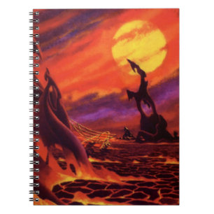 Vintage Sciencefiction Vulkanische Planeet met Rod Notitieboek