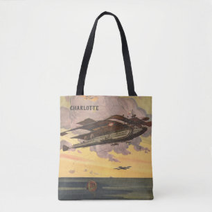 Vintage Sciencefiction Watervliegtuig Schip Draagtas