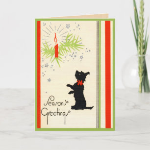 Vintage Scottie Dog Holiday Feestdagen Kaart