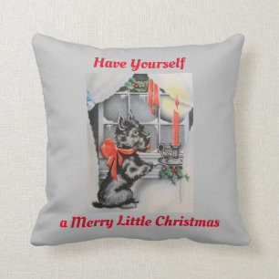 Vintage - Scotty Dog en Kerstmis, Kussen