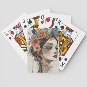 Vintage scrapboek collage gezicht (2) pokerkaarten