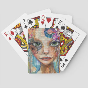 Vintage scrapboek collage gezicht (3) pokerkaarten