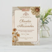 Vintage Scrapbook Botanical Wedding Invitation (Debout devant)